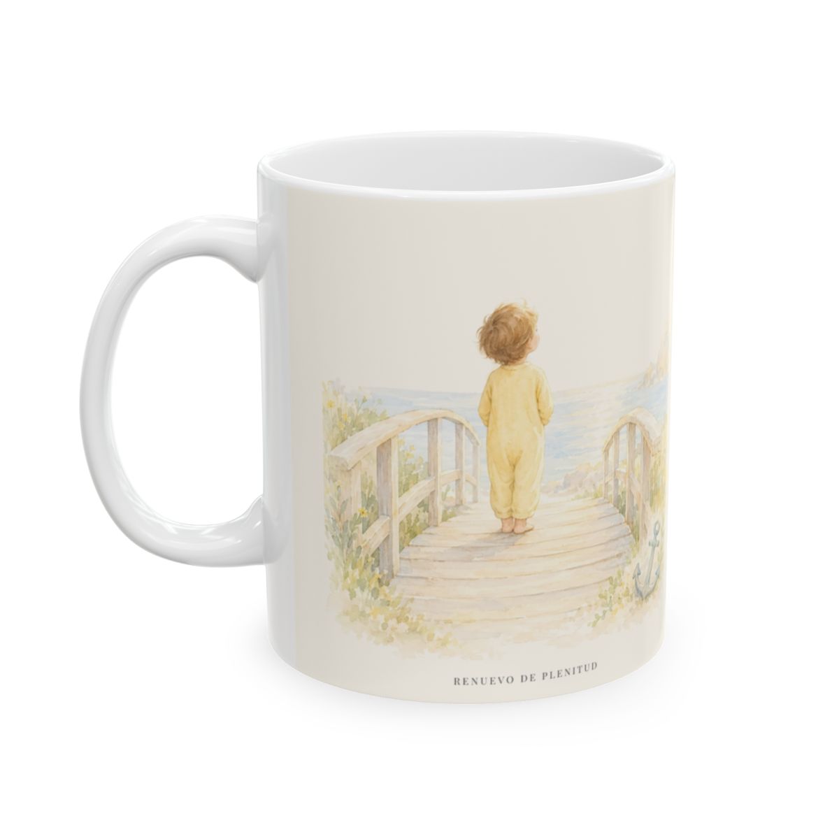 El Señor me sostiene en pensamiento firme | Taza devocional ilustrada | Isaías 26:3 — 11 oz · Cara ilustrada