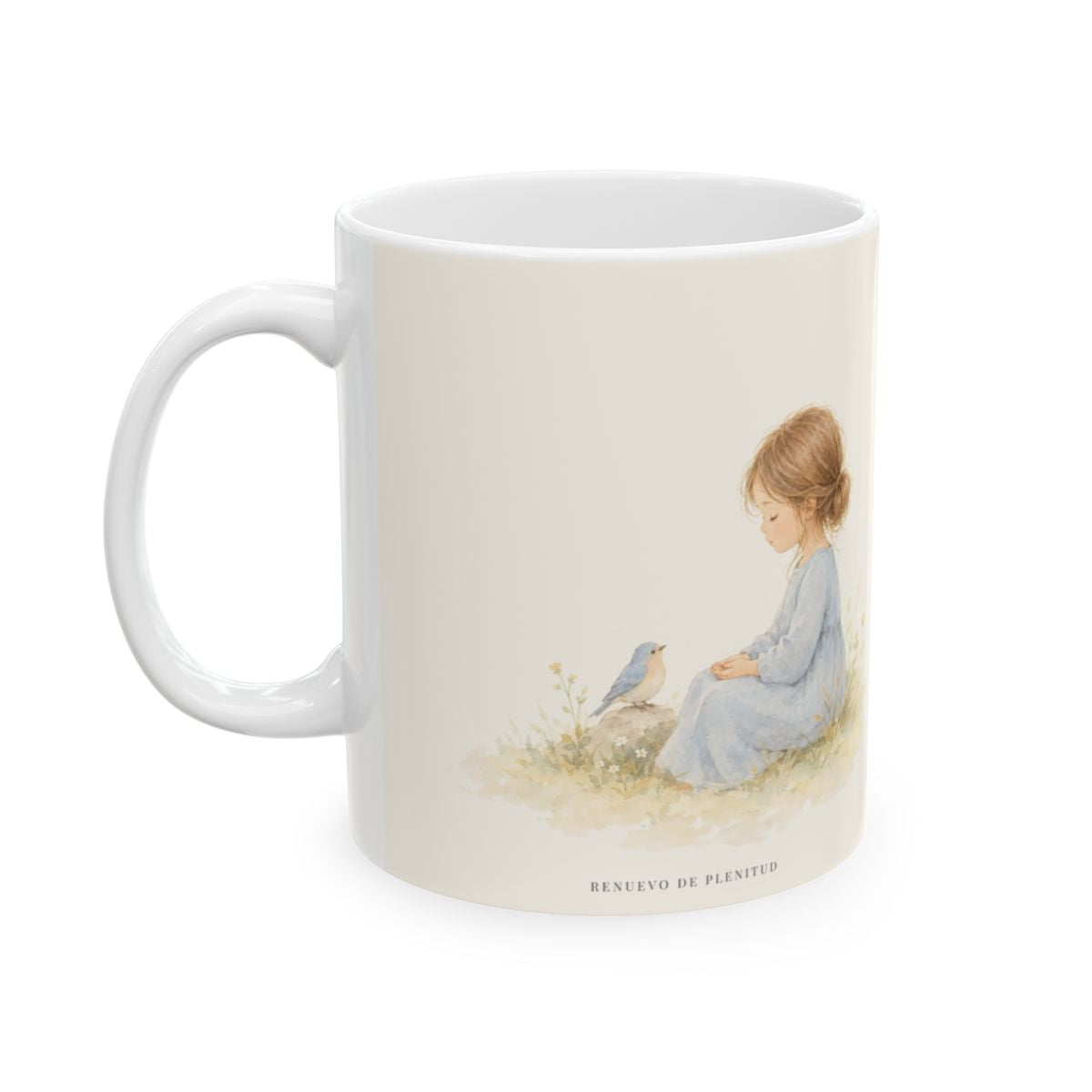 En la quietud, mi alma espera en Dios | Taza cristiana en dos tamaños | Salmo 62:1 — 11 oz · Cara ilustrada