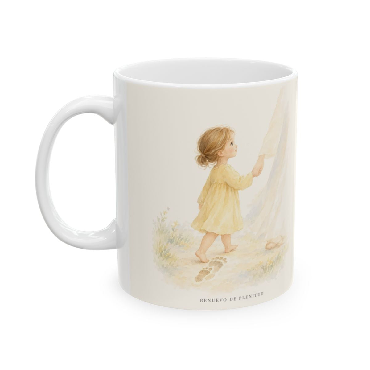 Imitad a Dios como hijos amados | Taza bíblica de cerámica | Efesios 5:1 — 11 oz · Cara ilustrada