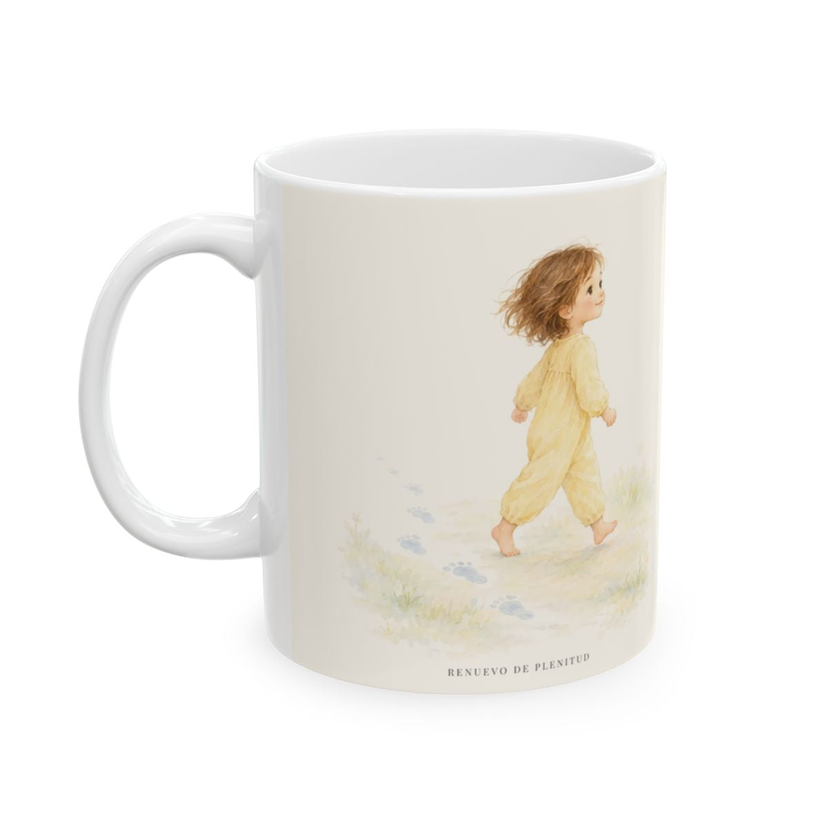 Correrán y no se cansarán | Taza devocional de fe | Isaías 40:31 — 11 oz · Cara ilustrada