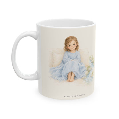 Junto a aguas de reposo me pastorea | Taza cristiana con frase devocional | Salmo 23:2 — 11 oz · Cara ilustrada