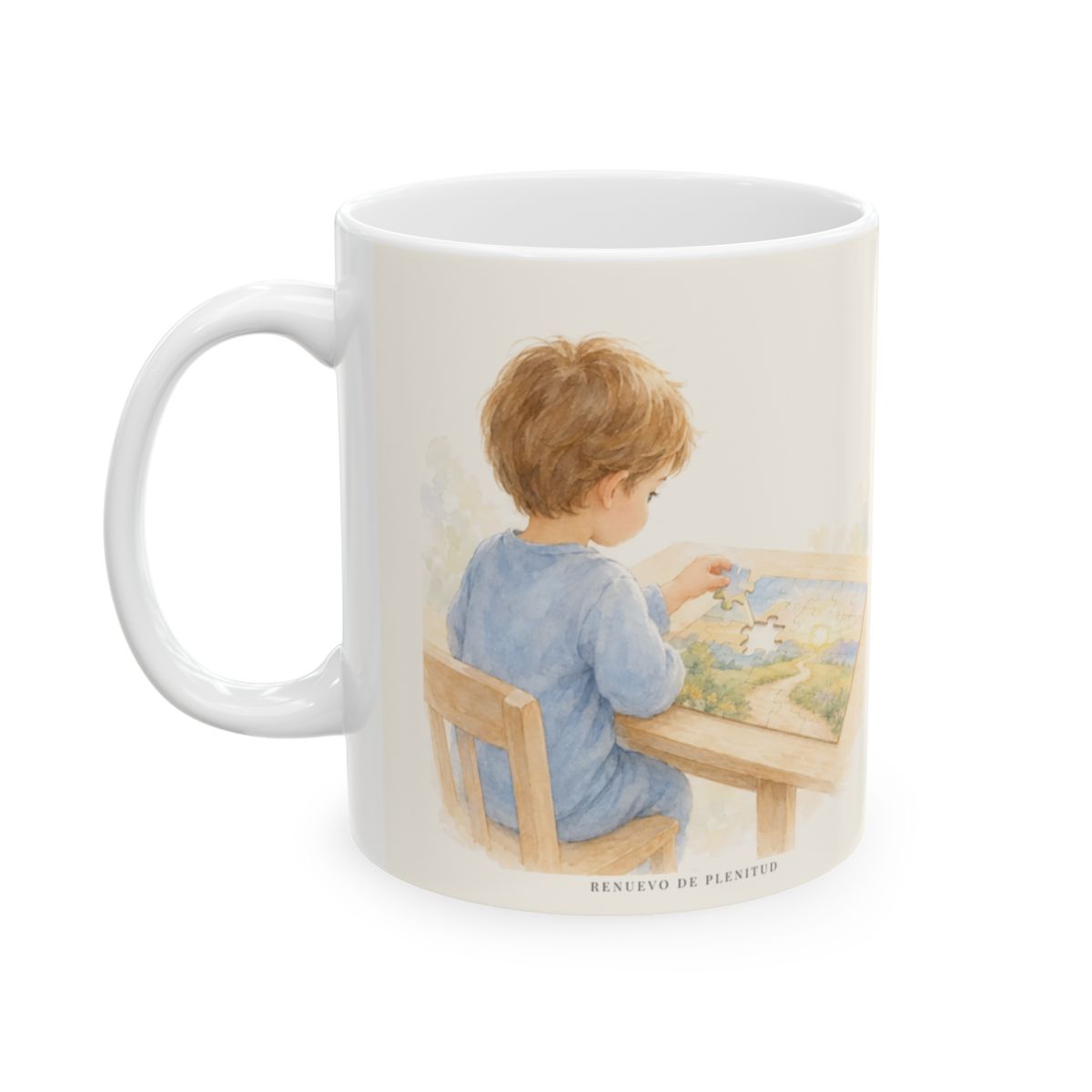 Jesús es el autor y consumador de nuestra fe | Taza cristiana con frase devocional | Hebreos 12:2 — 11 oz · Cara ilustrada