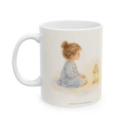 El Señor de los ejércitos está con nosotros | Taza bíblica de cerámica | Salmo 46:10 — 11 oz · Cara ilustrada