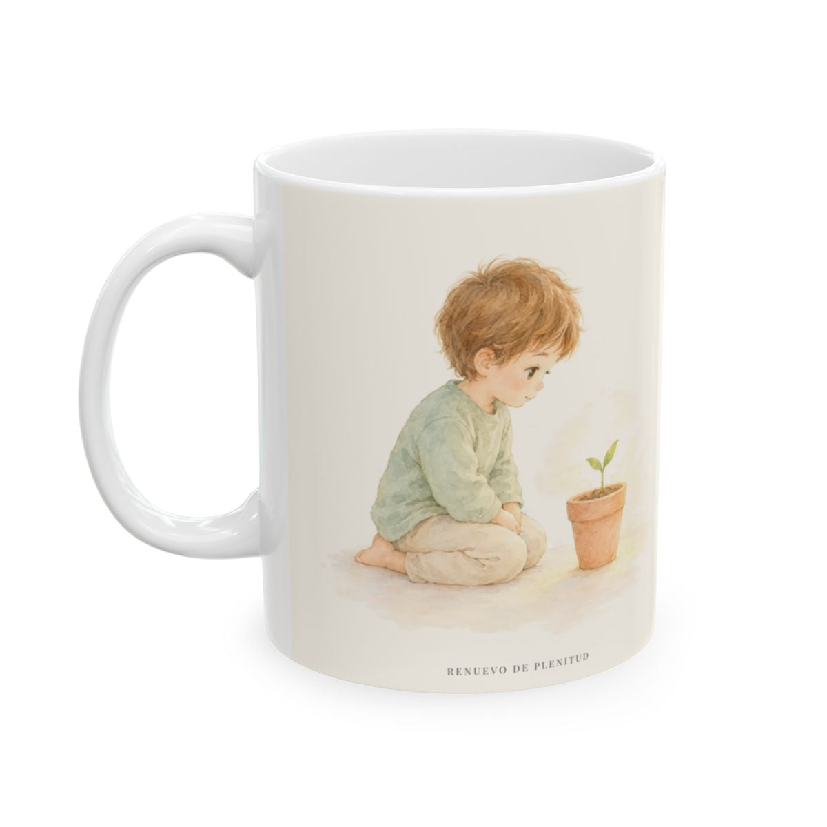 El Señor nunca llega tarde | Taza de inspiración bíblica | Salmo 27:14 — 11 oz · Cara ilustrada