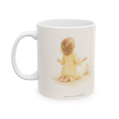 Venid, adoremos y postrémonos | Taza de inspiración bíblica | Salmo 95:6 — 11 oz · Cara ilustrada