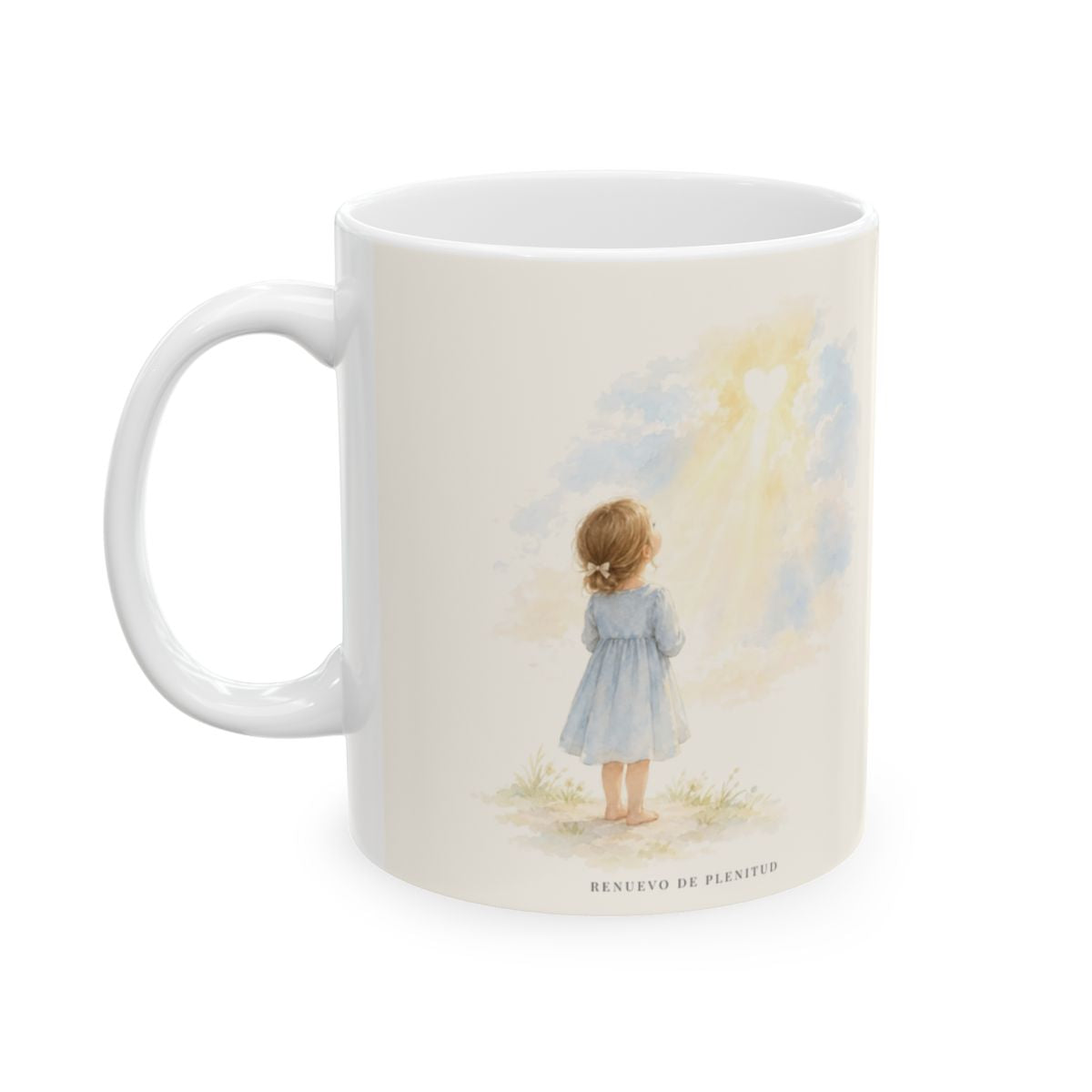 Dios guarda el corazón que le entrego | Taza de fe para cada mañana | Mateo 5:8 — 11 oz · Cara ilustrada