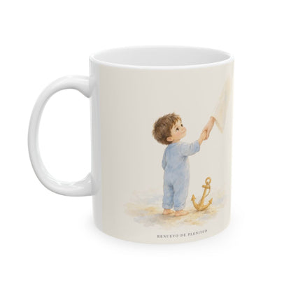 Vivimos confiados en el Señor | Taza con arte cristiano | 2 Corintios 5:7 — 11 oz · Cara ilustrada