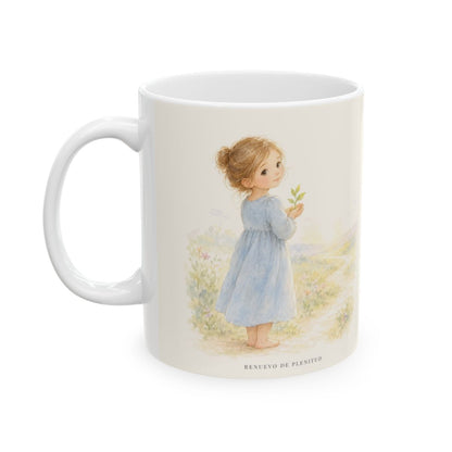 En Cristo soy nueva criatura | Taza bíblica de cerámica | 2 Corintios 5:17 — 11 oz · Cara ilustrada