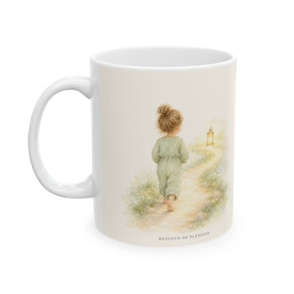 Él enderezará tus veredas | Taza bíblica de cerámica | Proverbios 3:5-6 — 11 oz · Cara ilustrada