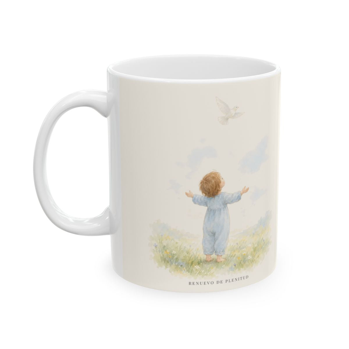 Tú guardas en paz al que confía en ti | Taza devocional ilustrada | Isaías 26:3 — 11 oz · Cara ilustrada