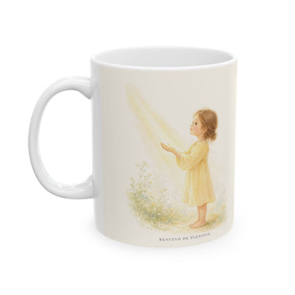 En la presencia de Jehová hay plenitud de gozo | Taza devocional de fe | Salmo 118:24 — 11 oz · Cara ilustrada