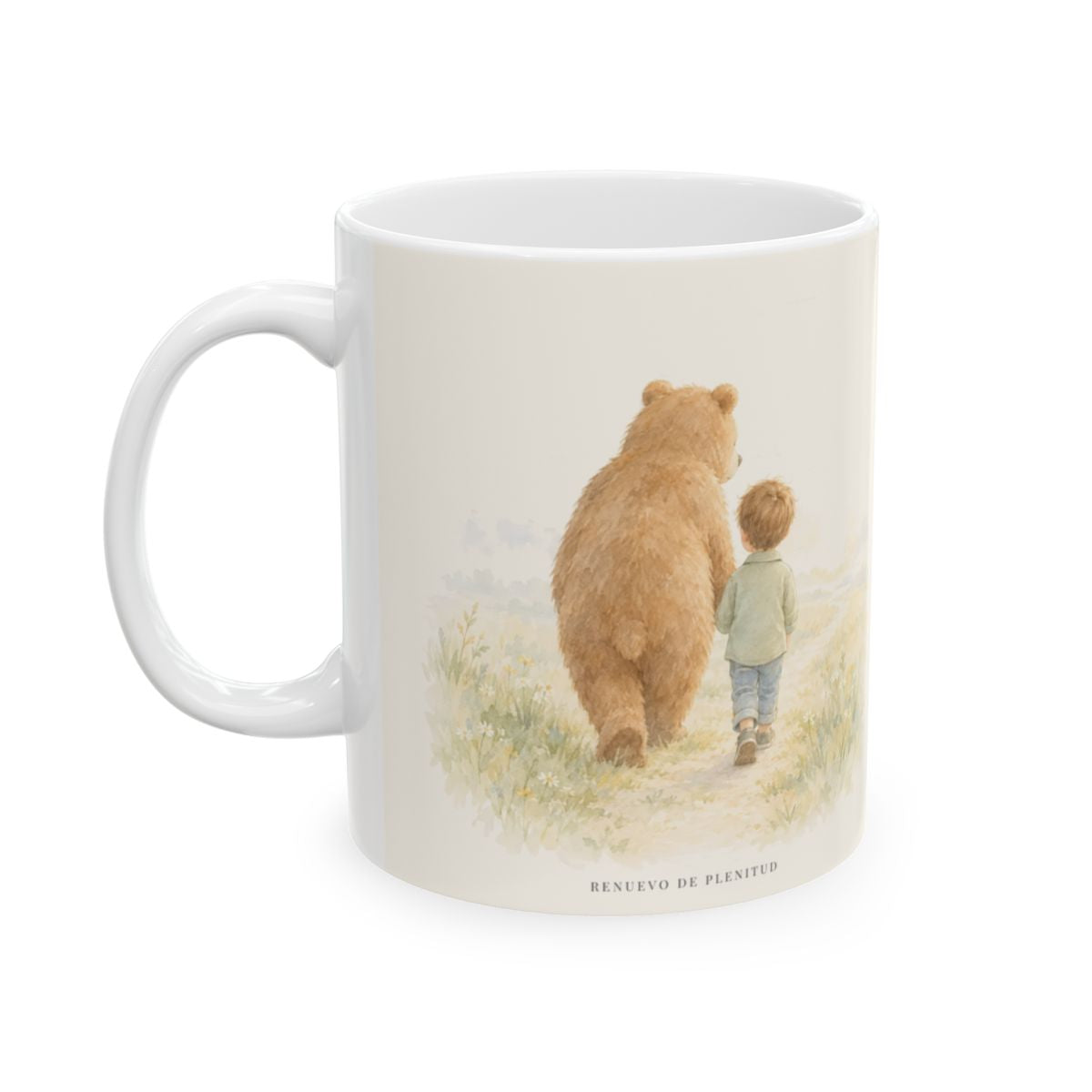 El Señor no te dejará solo | Taza cristiana en dos tamaños | Deuteronomio 31:8 — 11 oz · Cara ilustrada