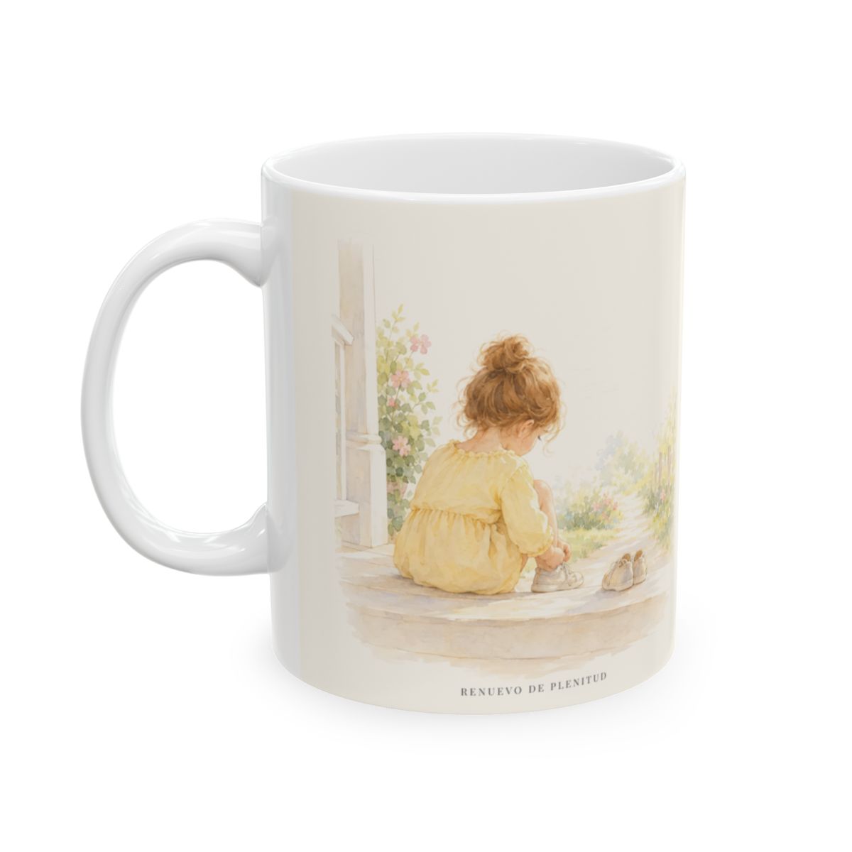Jehová ordena mis pasos | Taza de inspiración bíblica | Salmo 37:23 — 11 oz · Cara ilustrada