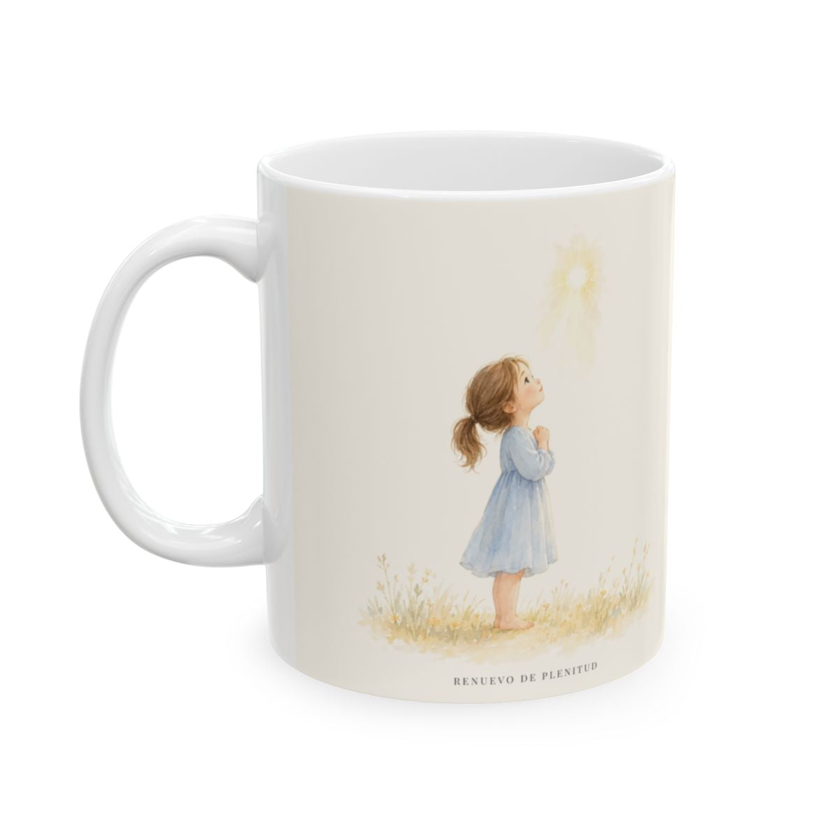 Su gracia me basta | Taza de fe para cada mañana | 2 Corintios 12:9 — 11 oz · Cara ilustrada