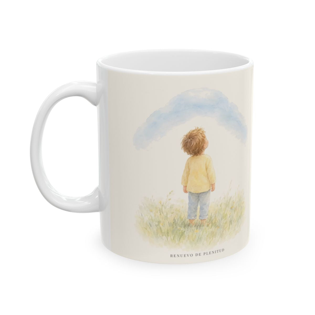 El poder de Cristo descansa sobre mí | Taza devocional ilustrada | 2 Corintios 12:9 — 11 oz · Cara ilustrada