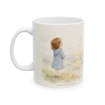 Esperaré en el Dios de mi salvación | Taza cristiana con frase devocional | Miqueas 7:7 — 11 oz · Cara ilustrada