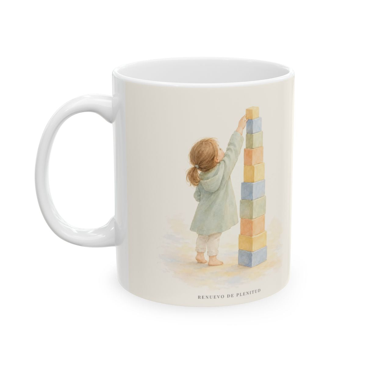 El amor de Dios nunca falla | Taza de fe para cada mañana | 1 Corintios 13:8 — 11 oz · Cara ilustrada
