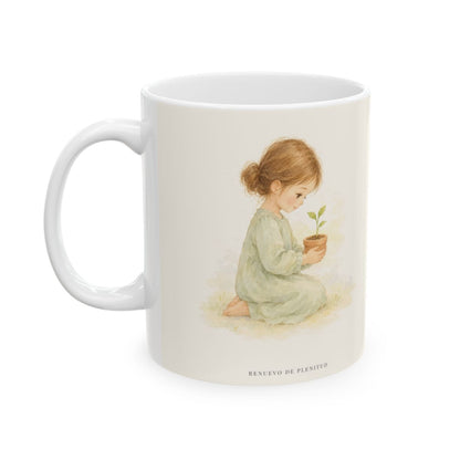 Felices los que pertenecen a Dios | Taza cristiana en dos tamaños | Mateo 5:8 — 11 oz · Cara ilustrada