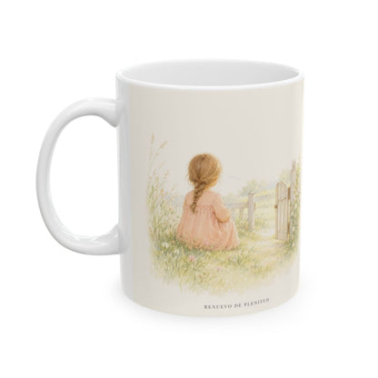 La paz de Dios guardará mi corazón | Taza devocional de fe | Filipenses 4:7 — 11 oz · Cara ilustrada