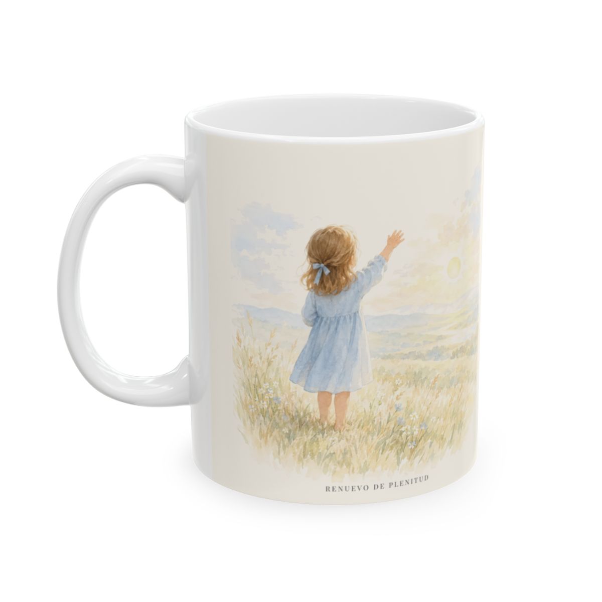 En tu mano están mis tiempos | Taza devocional ilustrada | Salmo 31:15 — 11 oz · Cara ilustrada