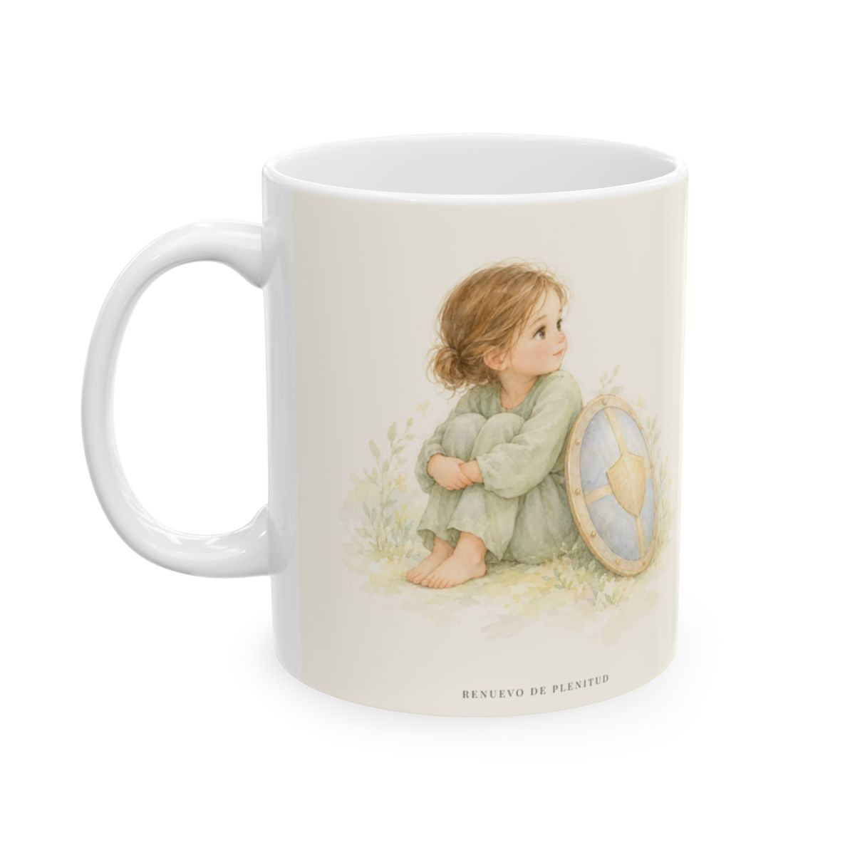 Dios es mi escudo alrededor | Taza cristiana para regalar | Salmo 3:3 — 11 oz · Cara ilustrada