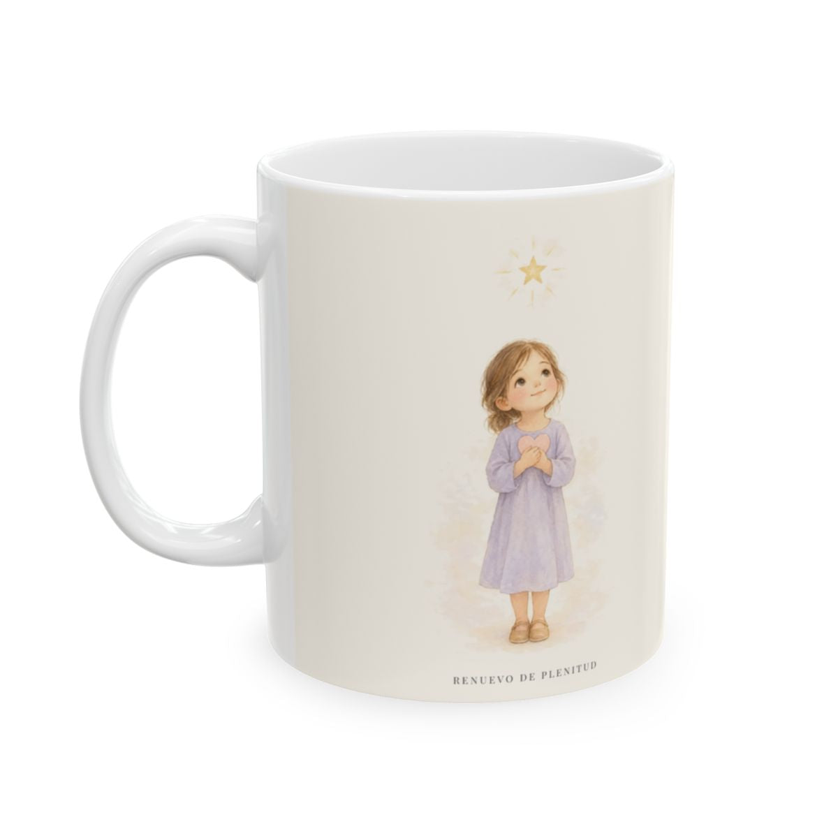 El nombre de Jesús está sobre todo nombre | Taza devocional ilustrada | Filipenses 2:10-11 — 11 oz · Cara ilustrada