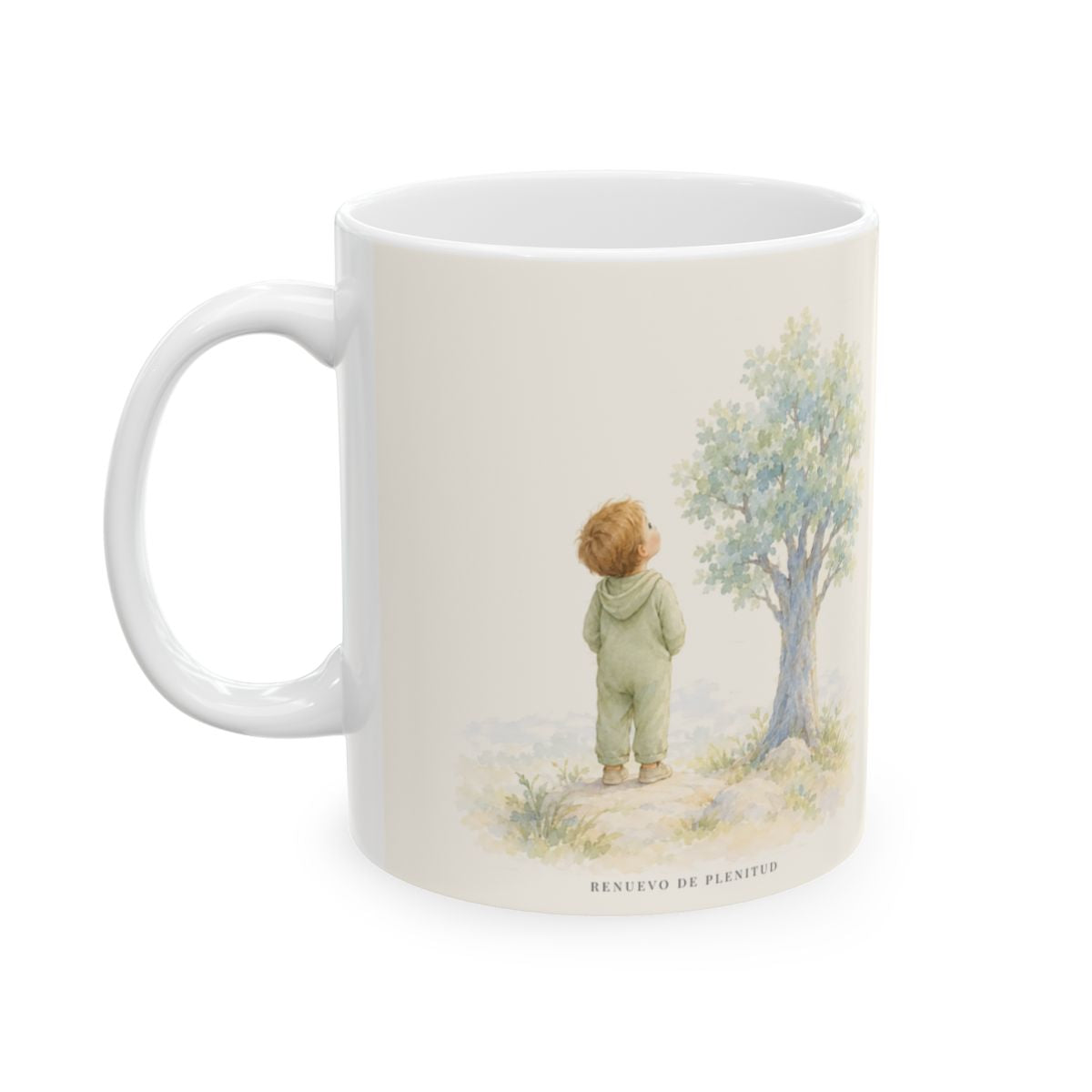 El Señor es la fortaleza de mi vida | Taza bíblica de cerámica | Salmo 27:1 — 11 oz · Cara ilustrada