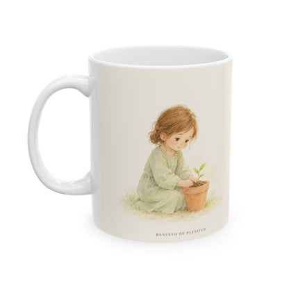 El buen Pastor restaura mi alma | Taza devocional de fe | Salmo 23:3 — 11 oz · Cara ilustrada