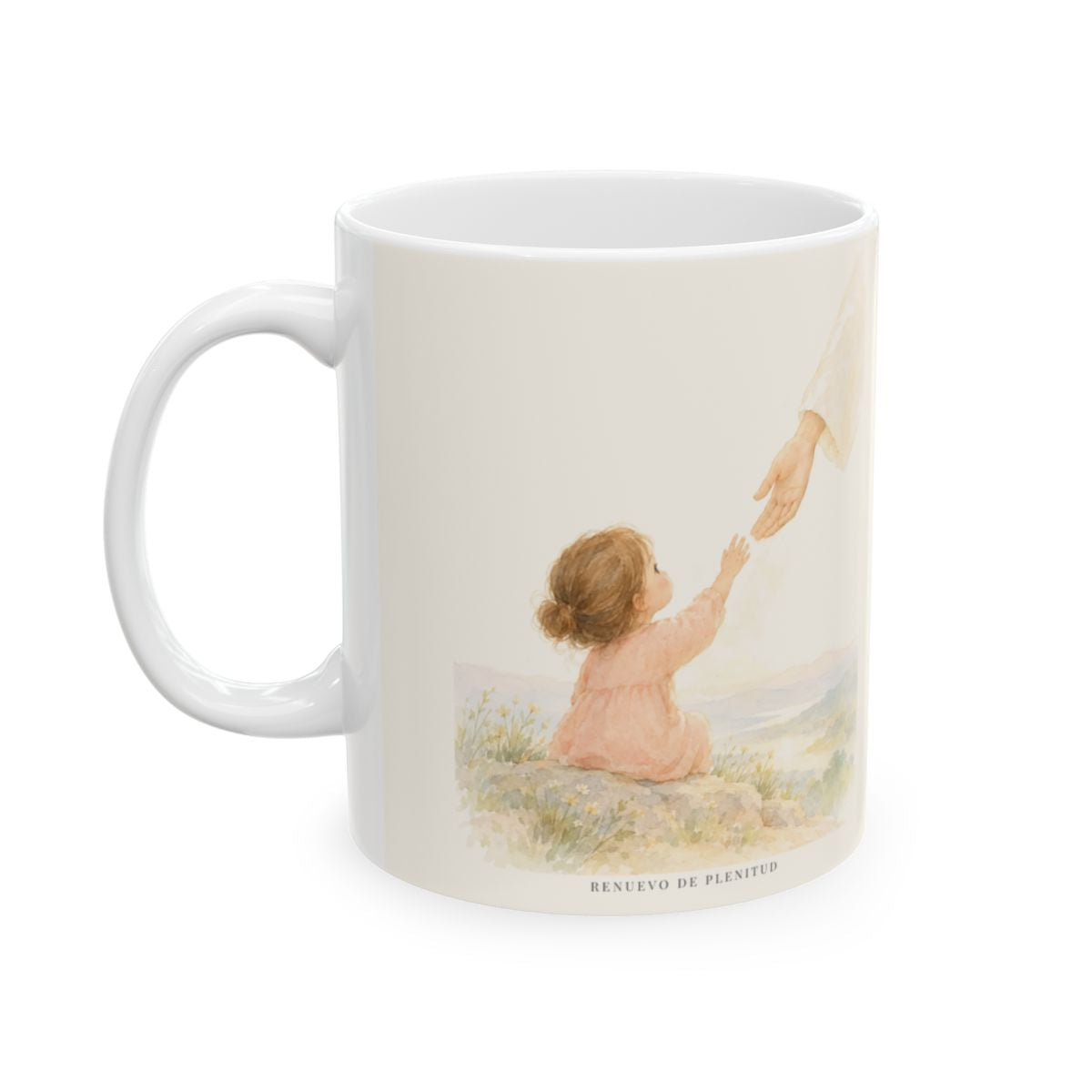 Dios está conmigo y no me suelta | Taza bíblica para café | 2 Timoteo 1:7 — 11 oz · Cara ilustrada