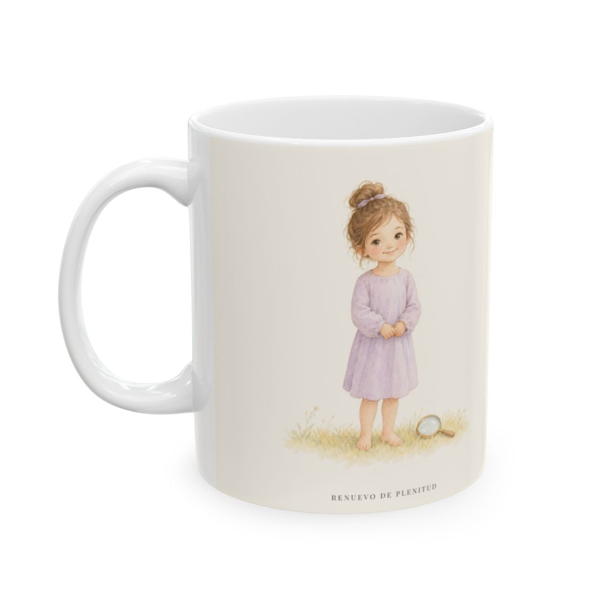 Dios me arma contra las astucias del enemigo | Taza de fe para cada mañana | Efesios 6:11 — 11 oz · Cara ilustrada