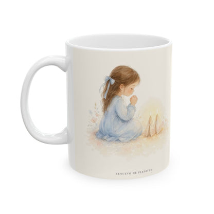 Donde dos se juntan, allí estoy yo | Taza devocional ilustrada | Mateo 18:20 — 11 oz · Cara ilustrada