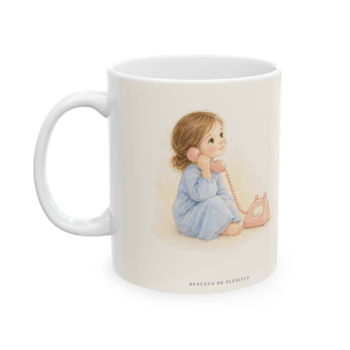 Dios responde a los que le llaman de verdad | Taza con arte cristiano | Salmo 145:18 — 11 oz · Cara ilustrada