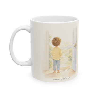Decidan hoy a quién van a servir | Taza de fe para cada mañana | Josué 24:15 — 11 oz · Cara ilustrada