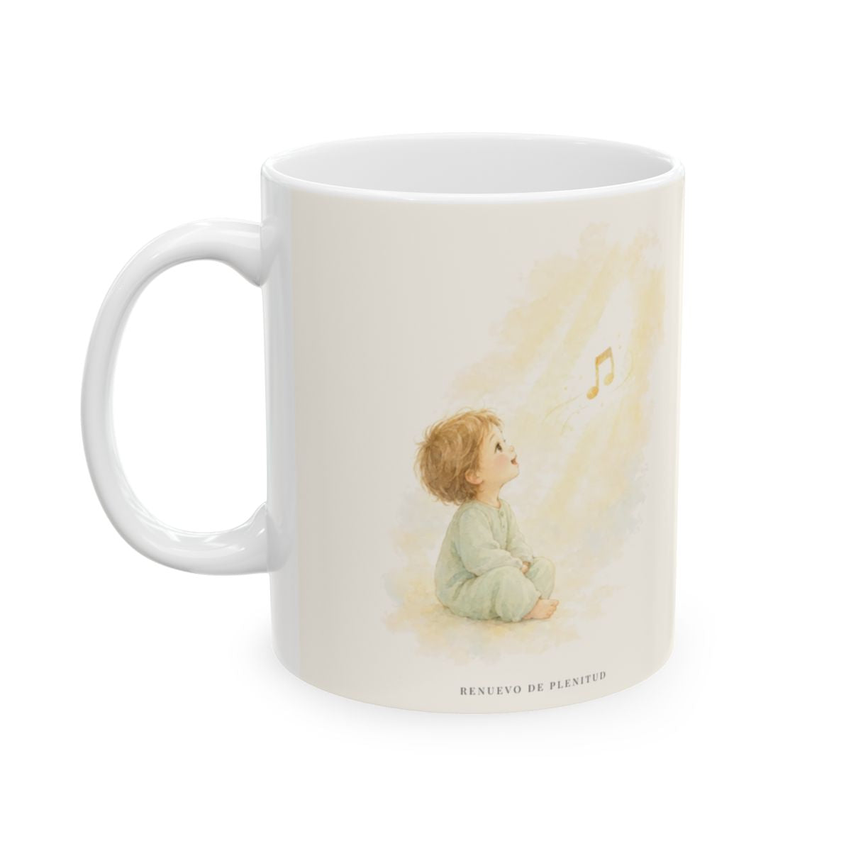 El ejército del cielo canta mi alegría | Taza de inspiración bíblica | Lucas 2:13-14 — 11 oz · Cara ilustrada