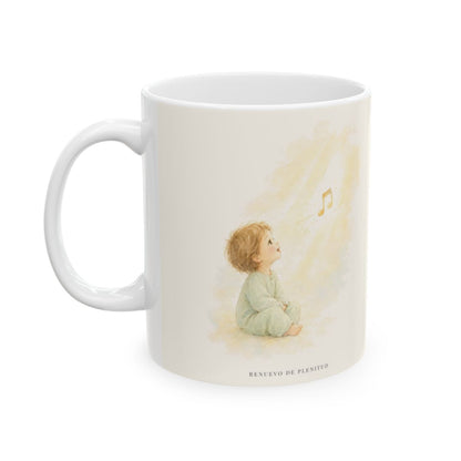 El ejército del cielo canta mi alegría | Taza de inspiración bíblica | Lucas 2:13-14 — 11 oz · Cara ilustrada