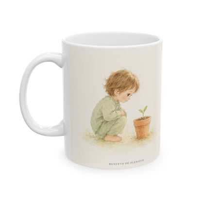 El Señor se agrada de los que esperan en él | Taza devocional de fe | Salmo 37:23 — 11 oz · Cara ilustrada