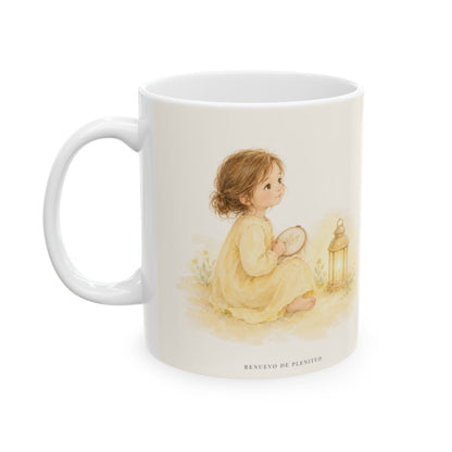 Somos obra de las manos de Dios | Taza con arte cristiano | Efesios 2:10 — 11 oz · Cara ilustrada