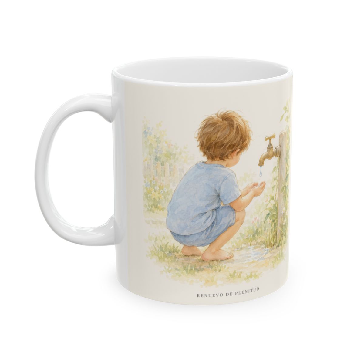 Nunca se acaba la misericordia de Dios | Taza devocional ilustrada | Lamentaciones 3:22-23 — 11 oz · Cara ilustrada