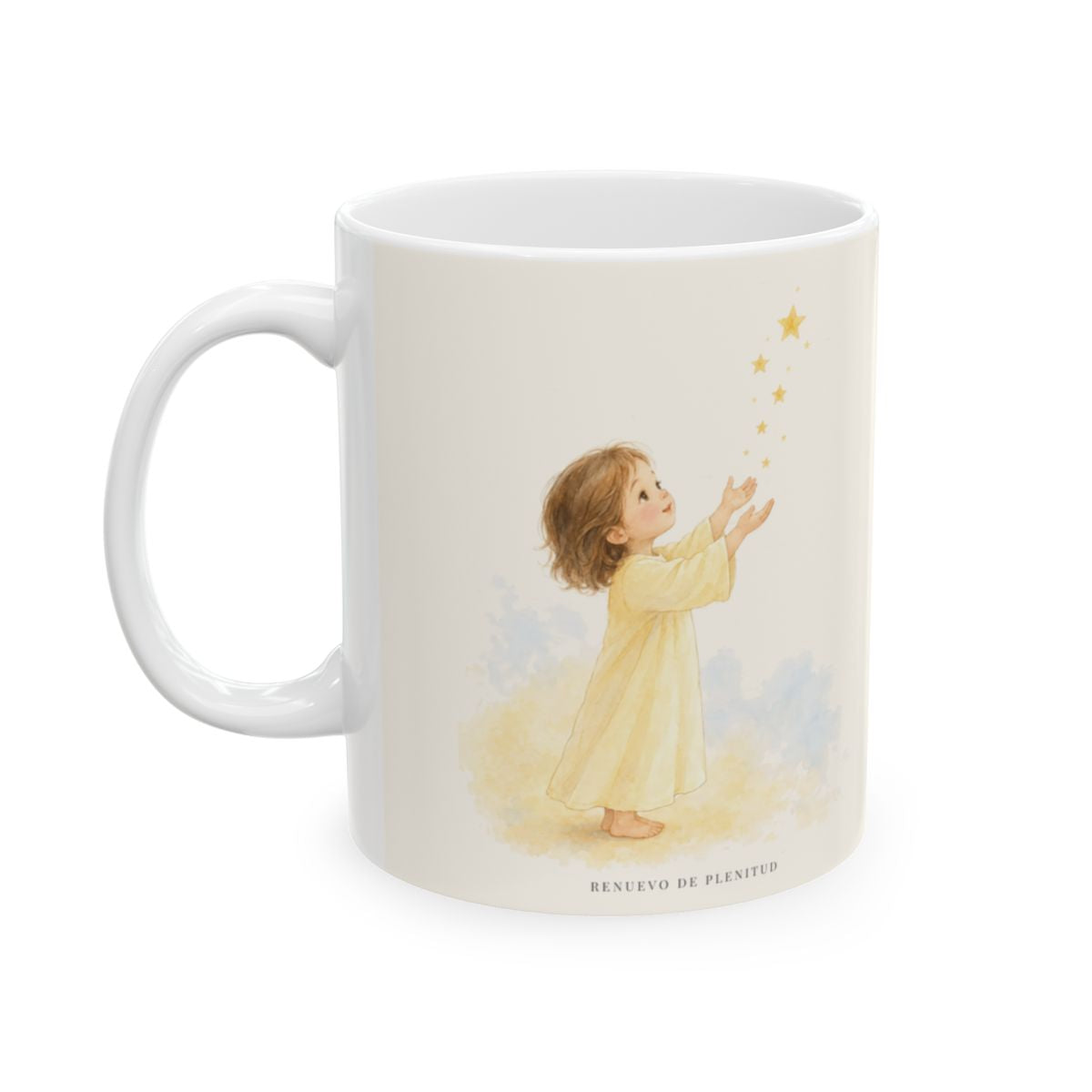 El cielo entero da gloria a Dios | Taza de fe para cada mañana | Lucas 2:14 — 11 oz · Cara ilustrada