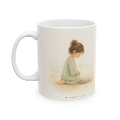El Señor es la Roca donde descanso | Taza de fe para cada mañana | Salmo 95:6 — 11 oz · Cara ilustrada