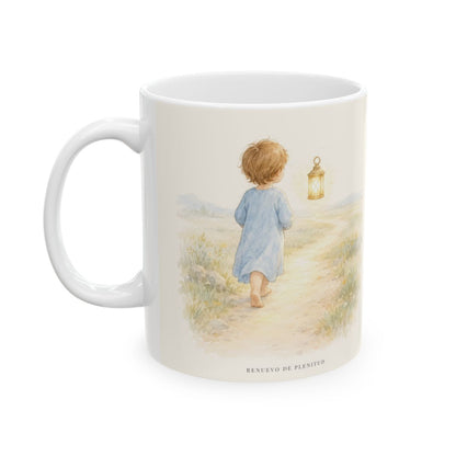 El Señor va delante de mí | Taza devocional de fe | Salmo 27:1 — 11 oz · Cara ilustrada