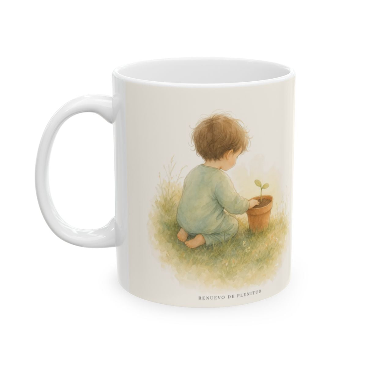 Mi Padre hasta ahora trabaja | Taza de fe para cada mañana | Juan 5:17 — 11 oz · Cara ilustrada