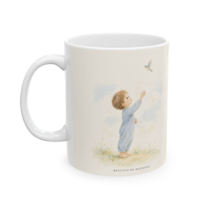 La voz de Jehová es poderosa y llena de majestad | Taza cristiana con frase devocional | Salmo 29:4 — 11 oz · Cara ilustrada