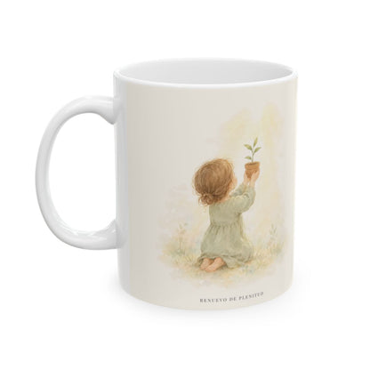 Dios cuida lo que yo no puedo controlar | Taza bíblica de cerámica | Filipenses 4:6 — 11 oz · Cara ilustrada