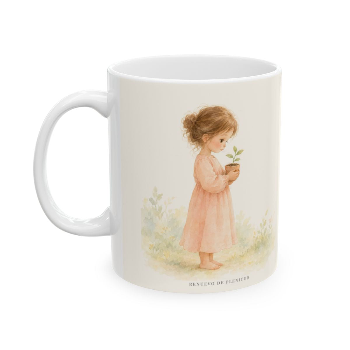 El Señor es lento para la ira | Taza devocional de fe | Santiago 1:19 — 11 oz · Cara ilustrada