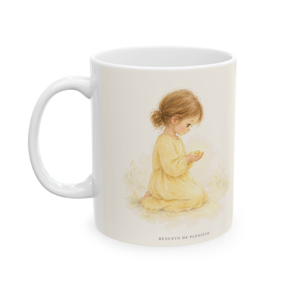 Dios se alegra cuando me encuentra | Taza de fe para cada mañana | Lucas 15:4 — 11 oz · Cara ilustrada