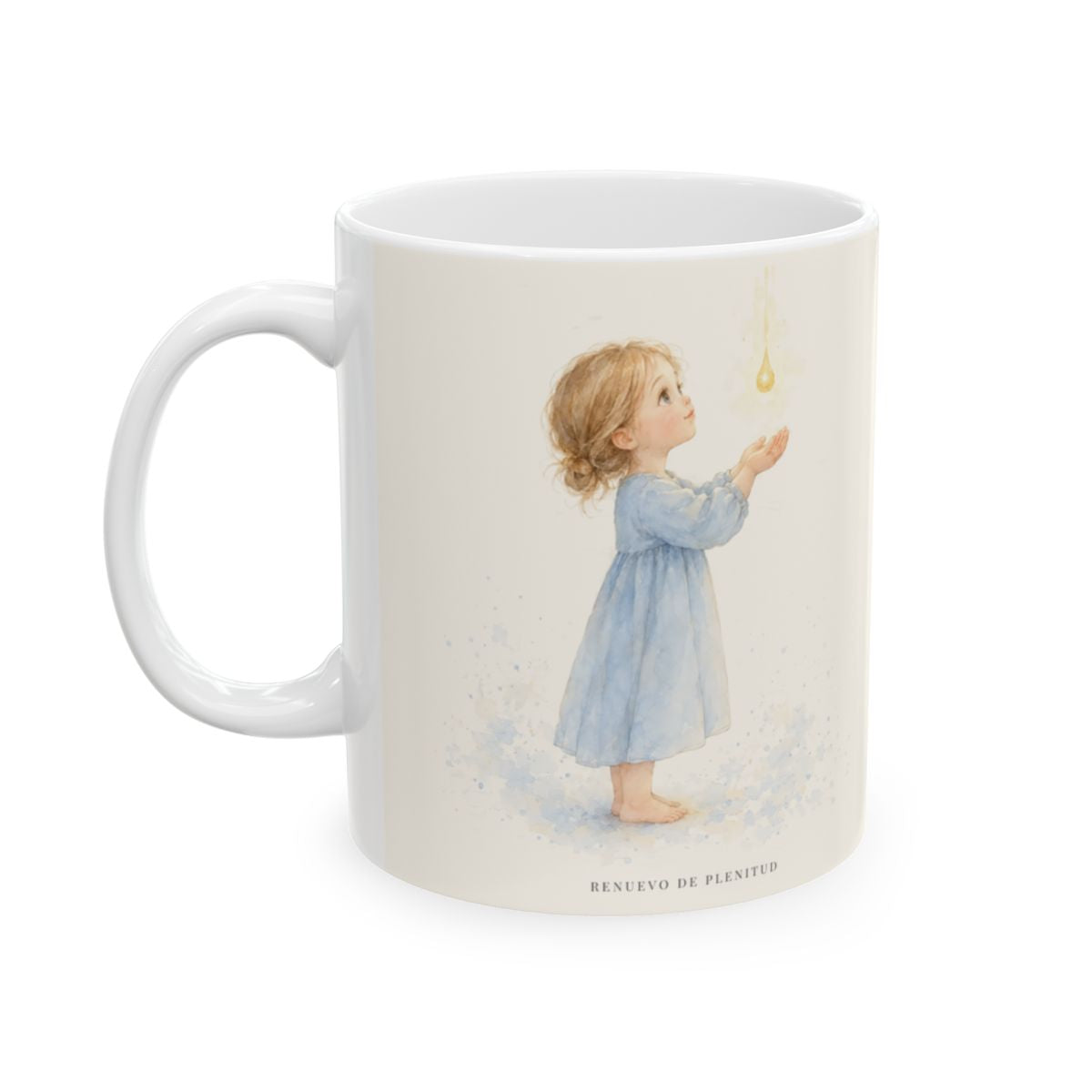 Dios dará sin dudar al que pide con fe | Taza devocional de fe | Santiago 1:6 — 11 oz · Cara ilustrada