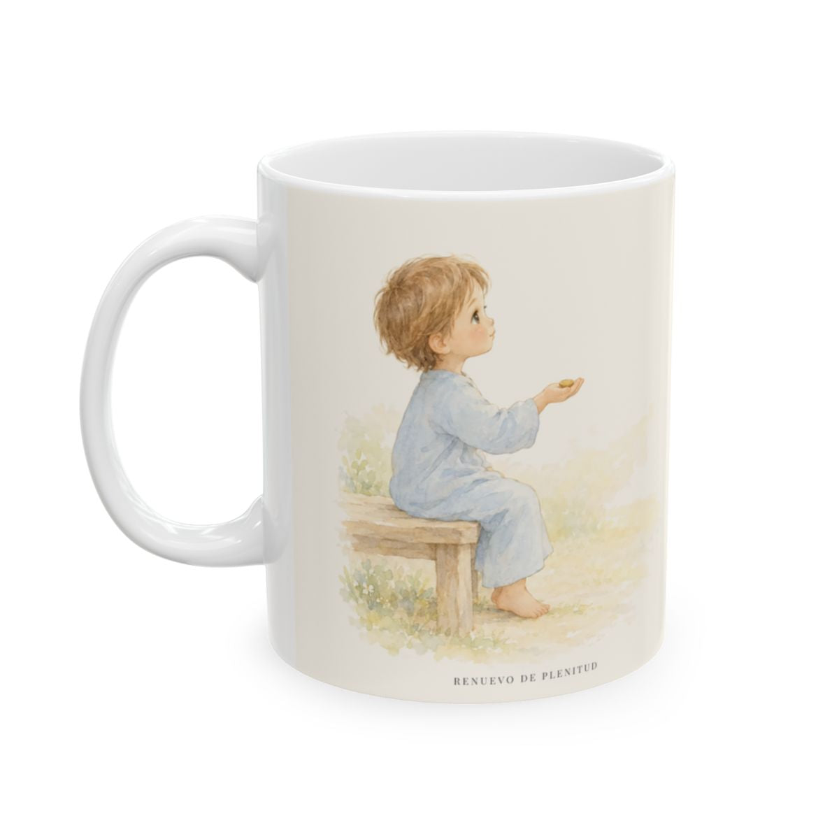 Todo lo demás os será añadido | Taza bíblica de cerámica | Mateo 6:33 — 11 oz · Cara ilustrada