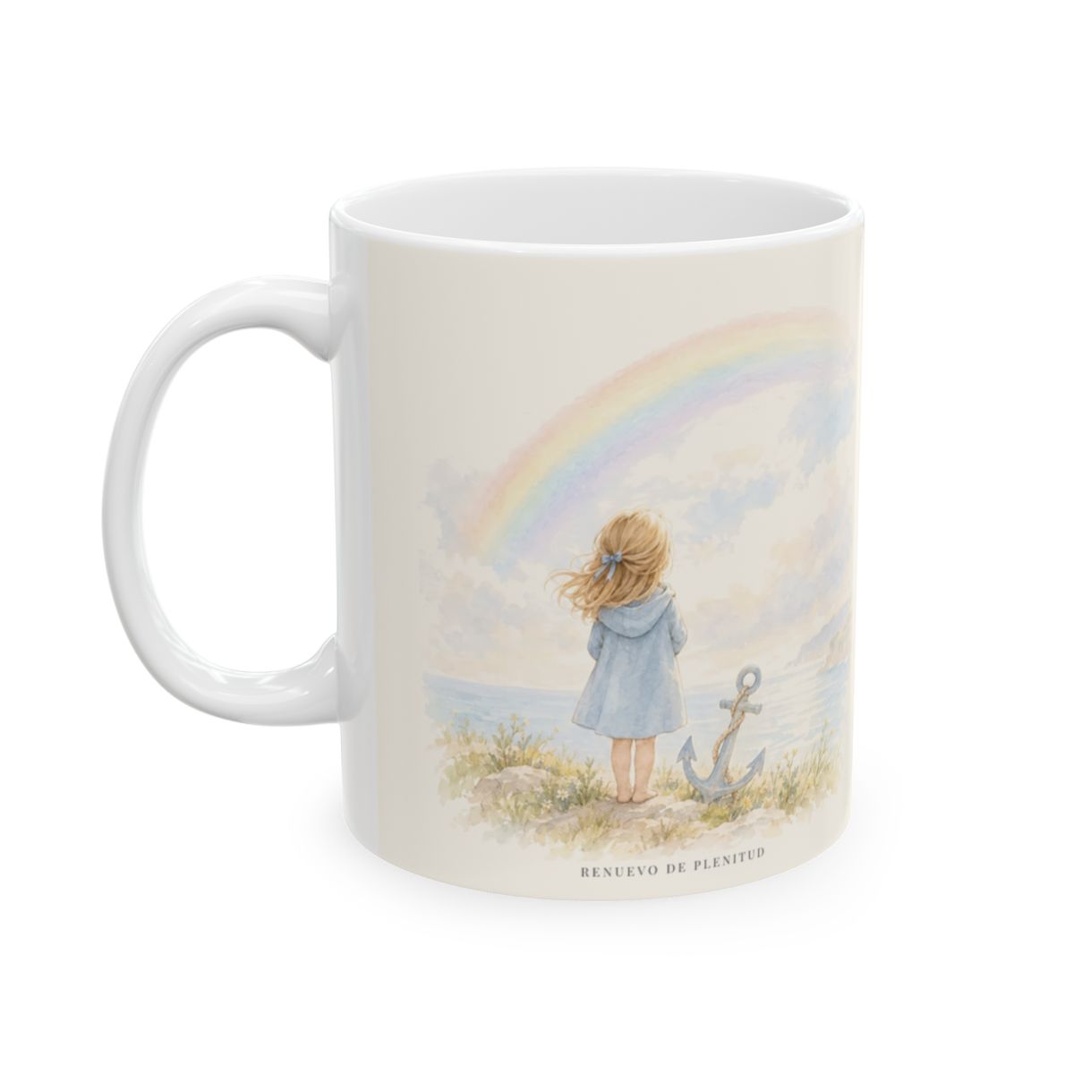 Mi esperanza está firme en Dios | Taza con arte cristiano | Hebreos 6:19 — 11 oz · Cara ilustrada