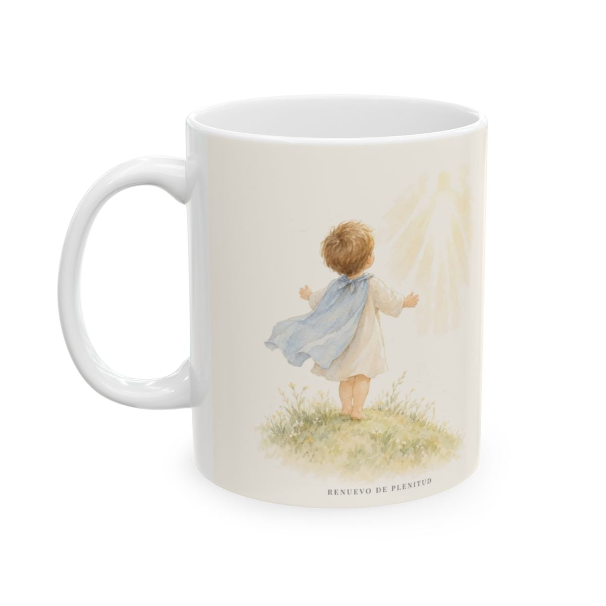 El Padre me conoce y aún así me llama suyo | Taza bíblica para café | 1 Juan 3:1 — 11 oz · Cara ilustrada